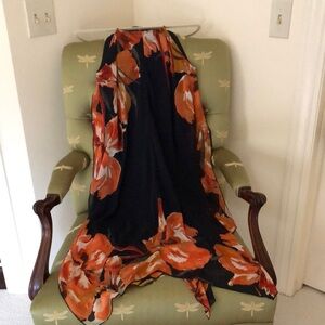 Enfocus Studio Black and Orange Floral Dress